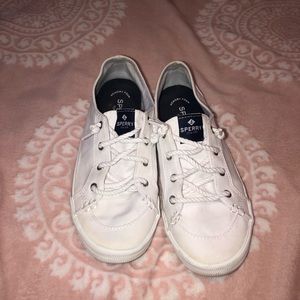 White Sperry boat shoes